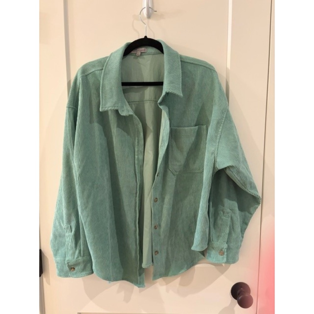 Wishlist Apparel Sage Green Corduroy Oversized Shacket Shirt Jacket ML